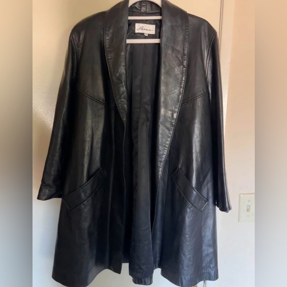 Jackets & Blazers - Vintage Lanna Black Leather Trench Coat